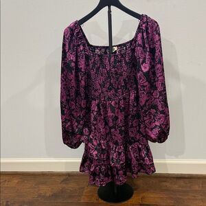 Entro Purple and Black Patterned Dress Size S